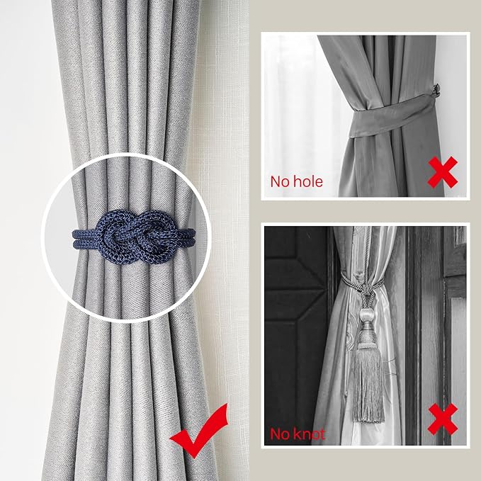 NICEEC 2 Pack Mini Magnetic Curtain Tiebacks Nordic Simple Style Drape Tie - Image 2