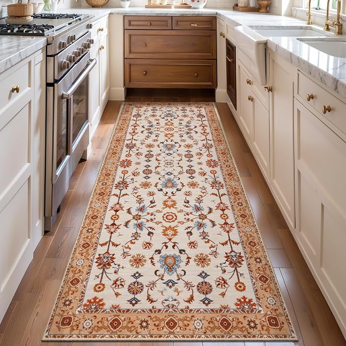 Tangsoo Washable Runner Rug for Hallway Non Slip, 2x6 Boho Floral Vintage by Tangsoo