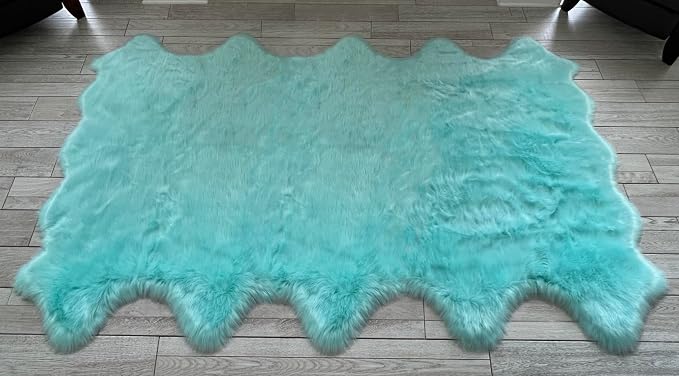 Free Shape Luxury Soft Fluffy Shag Area Rug Decto 10 Pelts 6'x10', 180x300cm by LAMBZYRUGS