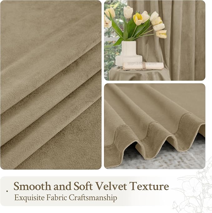 LAMIT Dark Taupe Velvet Curtains 72 Inch - Image 7