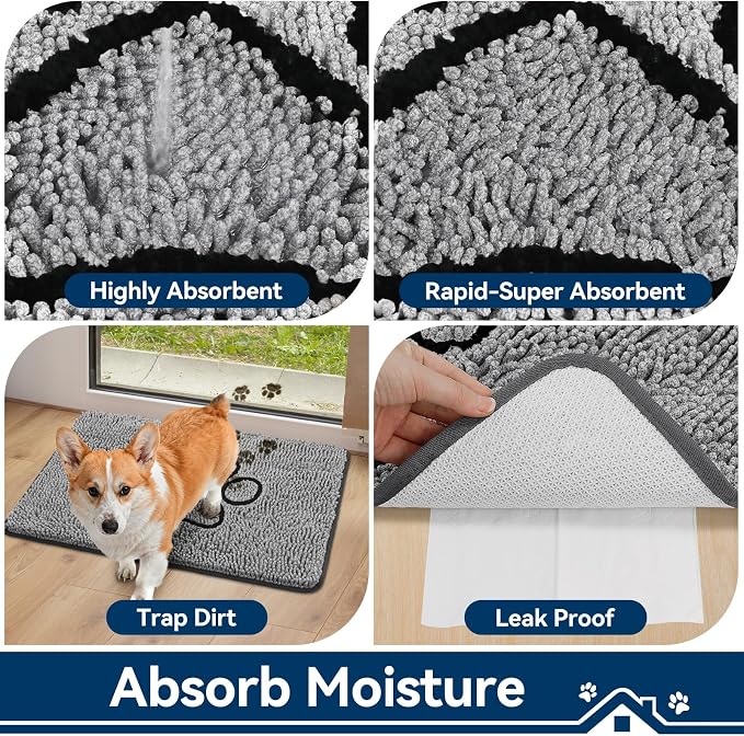Bcoimo Super Absorbent Dog Door Mat, Pet Rugs - Image 4