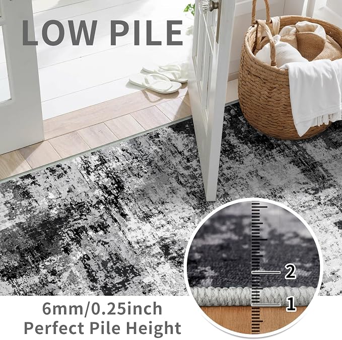 3x10 Washable Runner Rugs for Hallway: Easy-to-Clean Abstract Runners for - Image 3