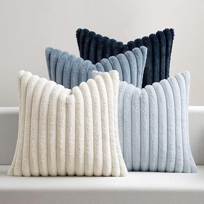 MIULEE Faux Fur Plush Decorative Throw Pillow Covers 18x18 Set of 4, Spring by MIULEE