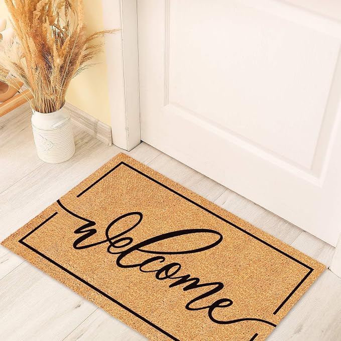 JarThenaAMCS Welcome Mat Natural Coir Door Mat Rustic Brown Welcome Floor Mat - Image 6