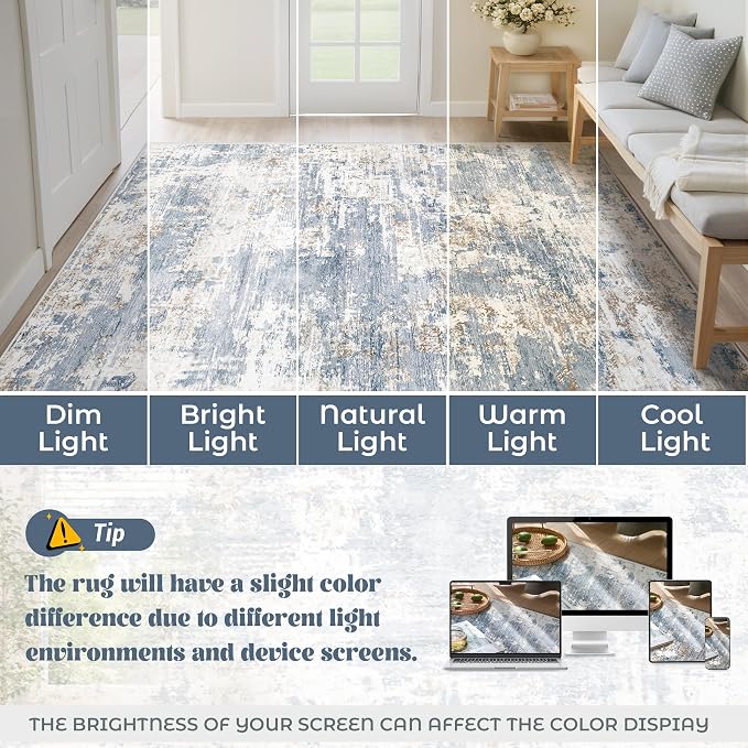 2x7 Runner Rug for Hallway, Washable Modern Abstract Runner Rugs Neutral Soft - Image 8