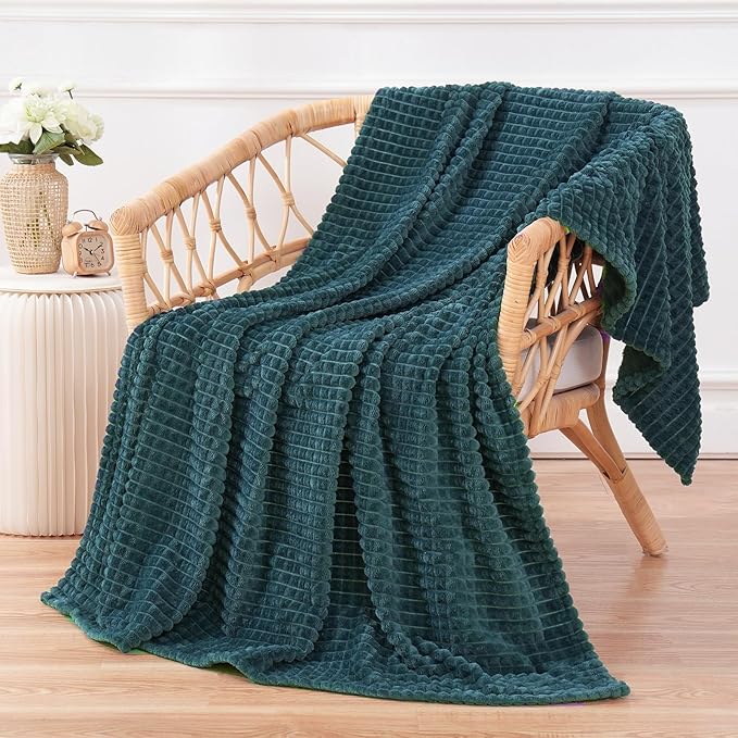 Puncuntex Flannel Fleece Throw Blanket Dusty Blue 60"×80", Super Soft Plush by Puncuntex