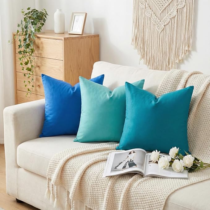 4-Pack 100% Cotton Comfortable Solid Decorative Throw Pillow Case, Thmyo Square - Image 2