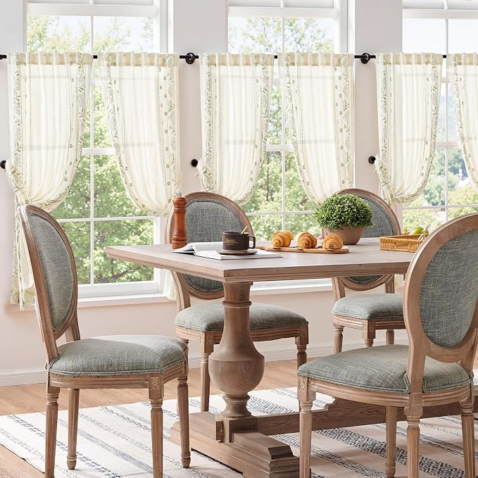 jinchan Winslow Linen Curtains 54 Inch Length Small Window Curtains Embroidered - Image 9