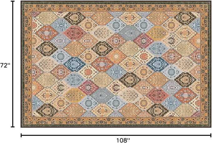 Phantoscope Washable Area Rug 6'x9' Non-Slip, Vintage Boho Rugs - Image 2