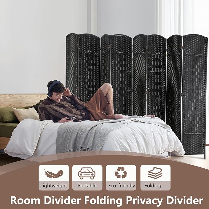 Room Divider 8 Panel Folding Privacy Divider 6 Ft Indoor Wall Divider Portable - Image 2