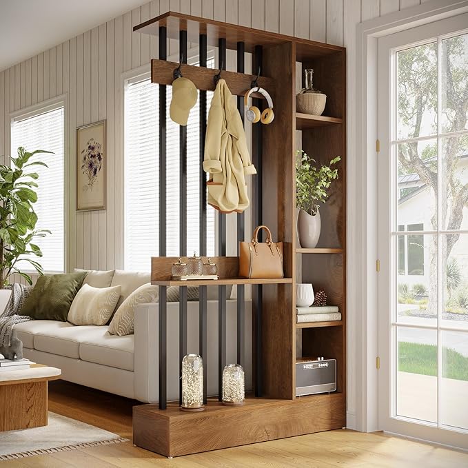 Tribesigns Wall Room Divider, Wood Freestanding Room Divider Bookcase - Image 4