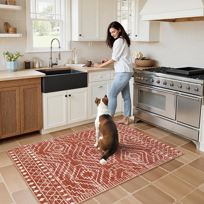 Wonnitar Moroccan 4x6 Bedroom Area Rug, Washable Soft Rug - Image 6