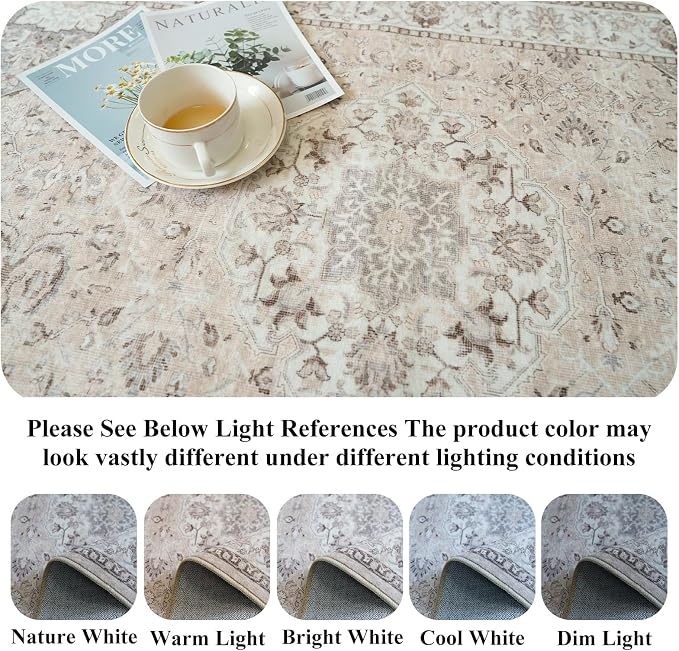 Washable 5x5 Square Area Rugs: Indoor Non-Slip Entryway Kitchen Rugs Oriental - Image 5