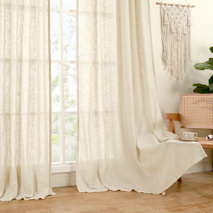 LAMIT Living Room Linen Curtains 90 Inch - Image 9