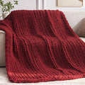 Negwoo Chunky Knit Throw Blanket, Handmade Red Crochet Big Thick Blanket by Unknown