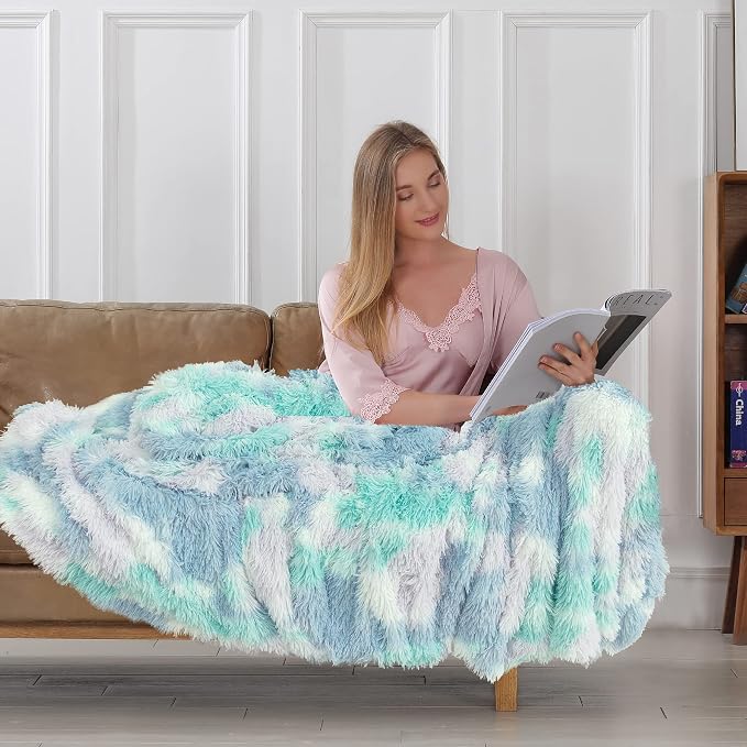 Tuddrom Decorative Extra Soft Faux Fur Blanket Queen Size 80"x90", Solid - Image 2