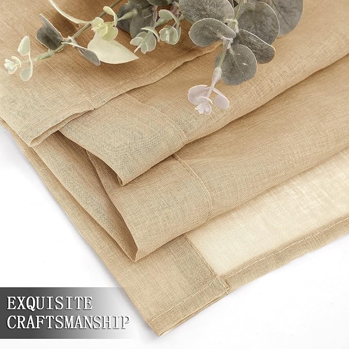 Tollpiz Sheer Curtains Linen Textured Bedroom Curtain Sheers Light Filtering - Image 7