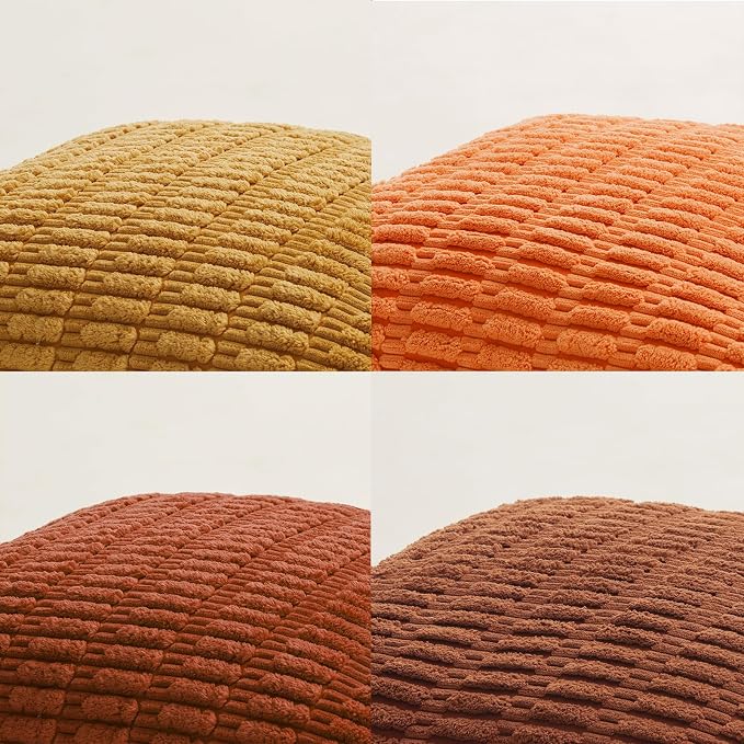 Fancy Homi Set of 4 Burnt Orange Fall Boho Decorative Throw Pillow Covers 26x26 - Image 5