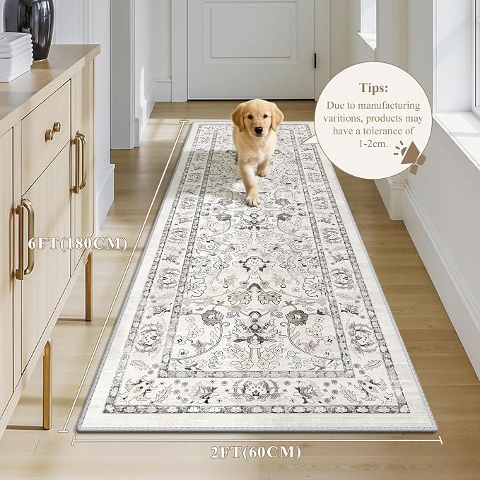 LOKHOM Washable Runner Rug, 2x6 Non-Slip Vintage Kitchen Rug - Image 2
