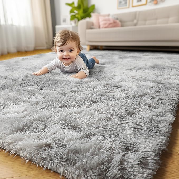 Amdrebio Tie-Dyed Light Grey Area Rugs - Image 4