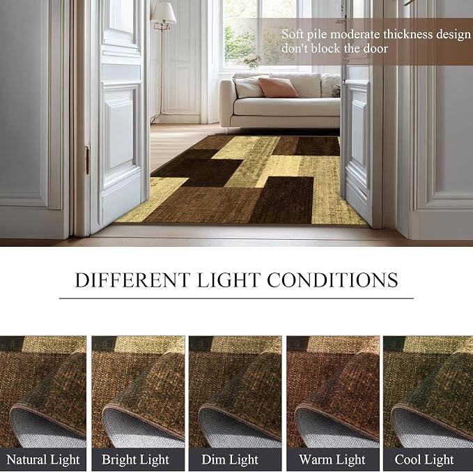 Modern Geometric Patchwork Indoor Area Rug - Image 8