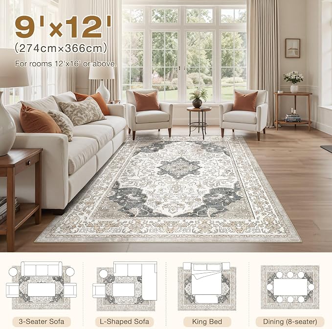 cotiled 9x12 Area Rugs Large Washable Rugs - Image 7