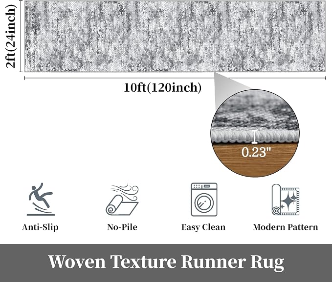 Runners for Hallways Ultra Non-Slip 2x10 Long Runner Rugs Washable Abstract - Image 2