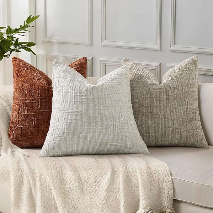 decorUhome Light Grey Chenille Euro Sham Throw Pillow Covers 22x22 Set of 2 - Image 6