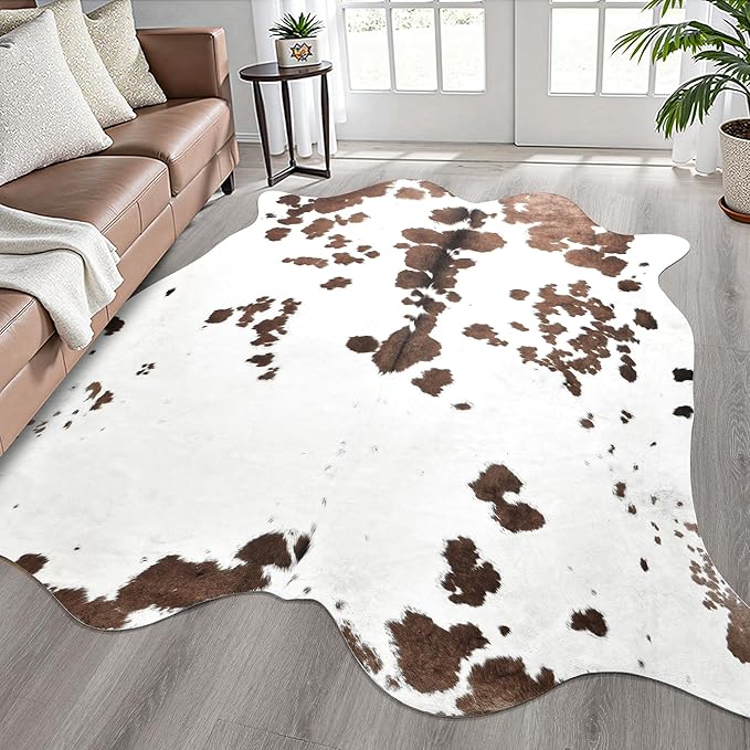 Easycozy Faux Cowhide Cow Print Rug: 8 x 10 Western Decor Faux Cowhide - Image 5