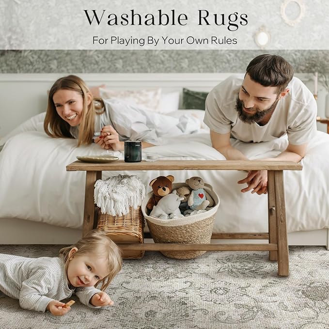 Phantoscope Washable Runner Rug 2'x6' Non-Slip, Vintage Neutral Hallway Rugs - Image 7