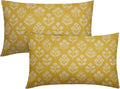 Yellow Pillow Covers 12x20 Inch Set of 2, Cream Floral Block Print Pattern by Sivirary