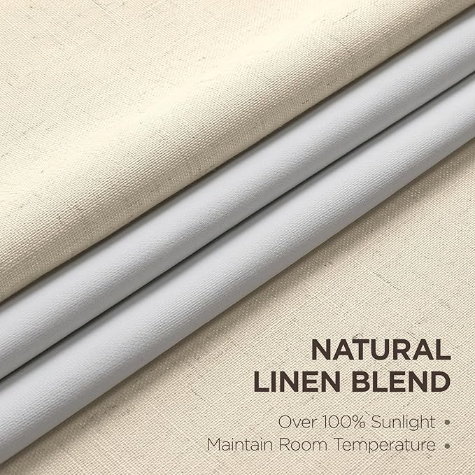 Joydeco 100% Blackout Pleated Curtains, Linen Window Curtains 2 Panel Sets 108 - Image 2