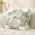 Snuggle Sac Checkered Blanket, Sage Green Throw Blanket by SnuggleSac