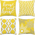 Hexagram Yellow Geometric Pillow Covers 18x18 Set of 4, Decorative Outdoor by Hexagram