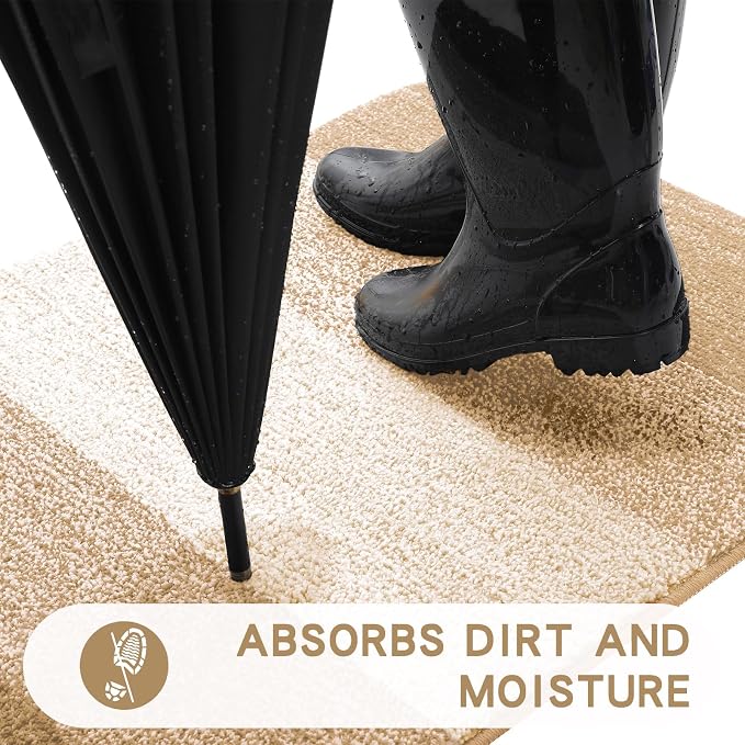 Kitinjoy Indoor Outdoor Door Mat, 40x32 Non-Slip Absorbent Dirt Trapper - Image 2