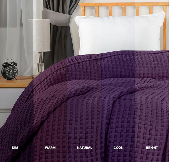 Utopia Bedding Plum 100% Cotton Waffle Blanket 300 GSM Soft Lightweight - Image 3