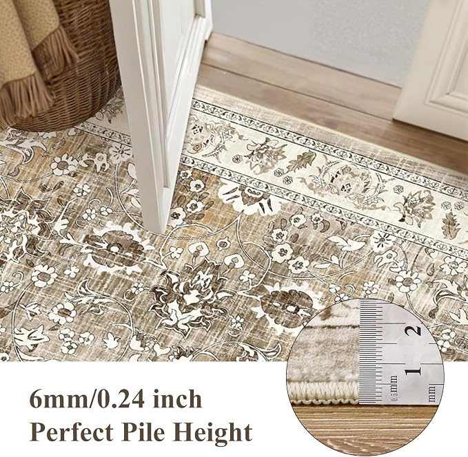 LOKHOM Living Room Area Rug 5x7, Non-Slip Vintage Soft Bedroom Rug - Image 4