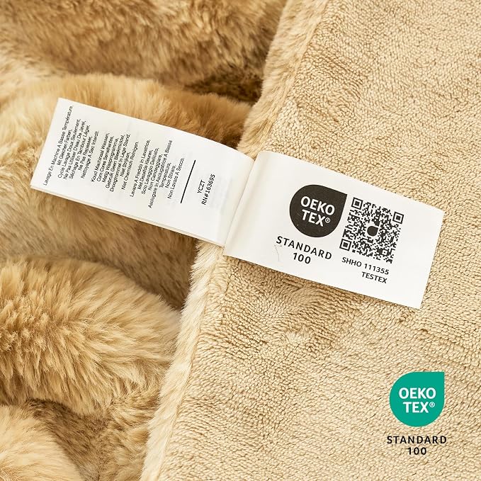 Cozy Bliss Deluxe Striped Rabbit Faux Fur Throw Blanket, Soft Fluffy Warm Plush - Image 5