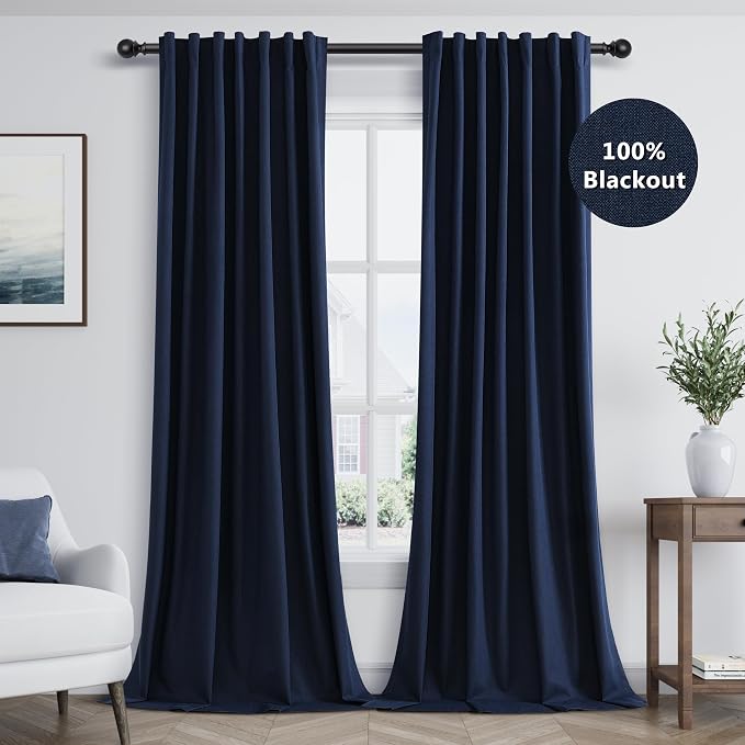 Guken Navy Blue 100% Blackout Curtains 84 Inch Length 2 Panels Set - Image 9