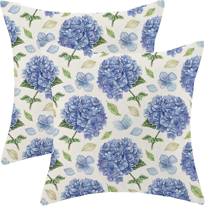 AEIOAE Spring Floral Pillow Covers 18x18 Inch Set of 2, Summer Outdoor Seasonal by AEIOAE