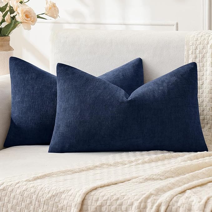 MIULEE Navy Couch Pillow Covers 12x20 Inch by MIULEE