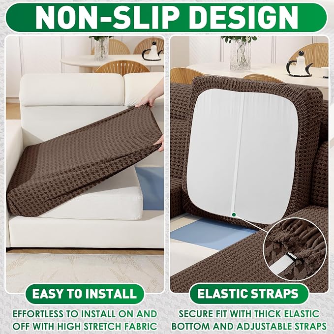MAXIJIN Couch Cushion Covers for Sectional Sofa, Stretch Sofa Cushion Cover - Image 5