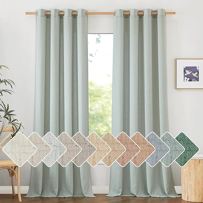 NICETOWN Linen Sage Green Curtains 96 inches Long by NICETOWN