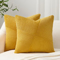 Topfinel 24x24 inches Yellow Euro Pillow Shams Set of 2 Corduroy Decorative by Topfinel