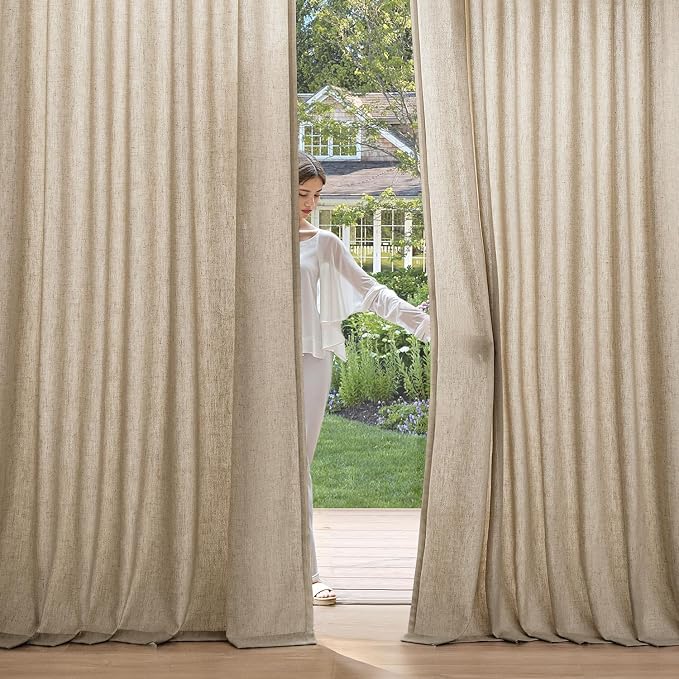 MIULEE Non-See-Through Privacy Linen Curtains 2 Panels, Light Filtering Window - Image 2