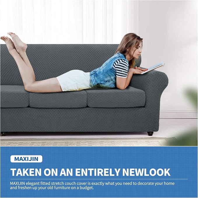 MAXIJIN 4 Piece Jacquard Extra Large Couch Covers - Image 3