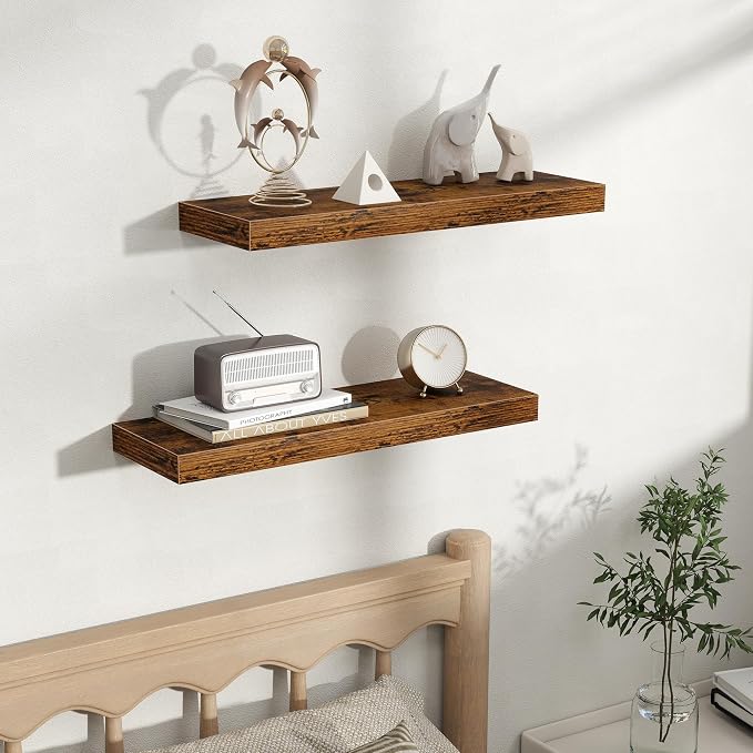 Fun Memories Floating Shelves for Wall, Rustic Wood Wall Mounted Shelves for - Image 5