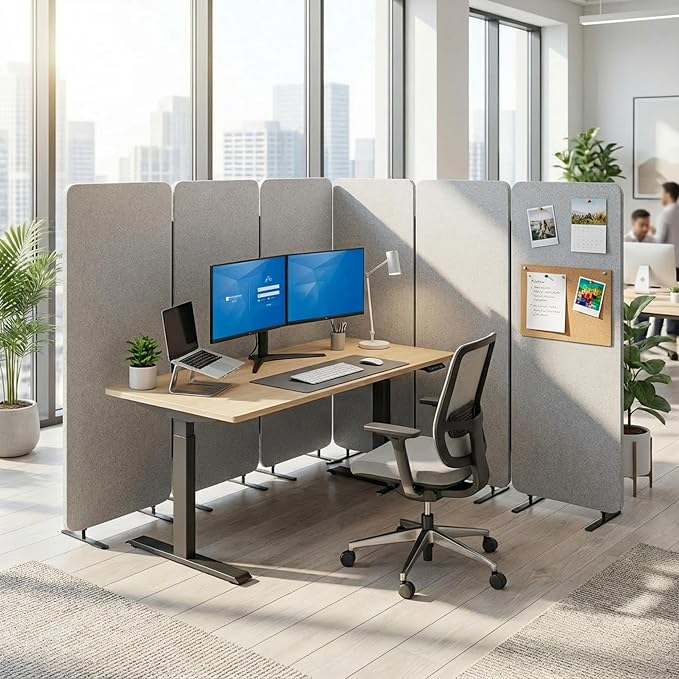 VIVO Freestanding 145 x 66 inch Privacy Panel System, Cubicle Divider, Acoustic - Image 5