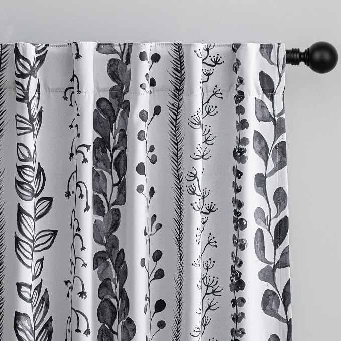 MEETSKY Boho Blackout Leaves Patterned Curtains 63 Inch Long 2 Panels Set by MEETSKY