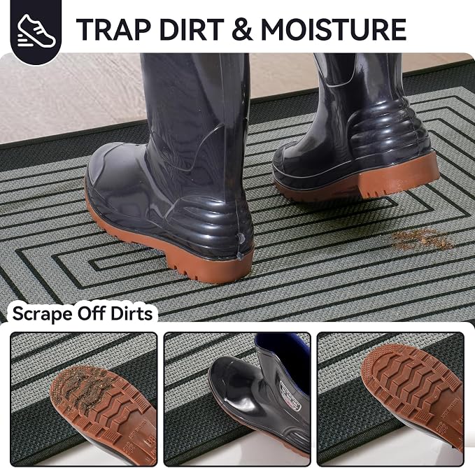 Front Door Mat 31''x47'', Absorbent Dirt Resist Washable Non Slip Low-Profile - Image 2